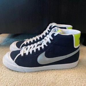 Nike All Court High Blue Marine Metallic Silver Mens Size 12 Classic Preowned